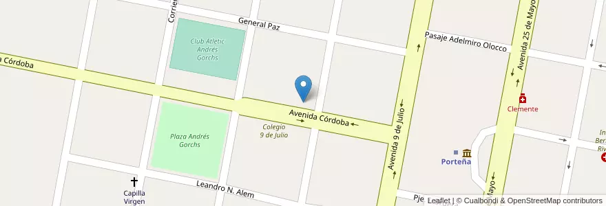 Mapa de ubicacion de Escuela PROA en Argentine, Córdoba, Departamento San Justo, Pedanía Libertad, Municipio De Porteña.