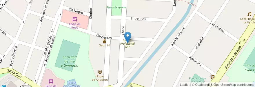 Mapa de ubicacion de Escuela Profesional Nº1 en アルゼンチン, フフイ州, Departamento San Pedro, Municipio De San Pedro De Jujuy.