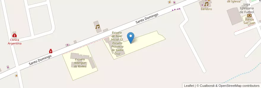 Mapa de ubicacion de Escuela Provincia de Santa Cruz en アルゼンチン, サンフアン州, チリ, Iglesia.