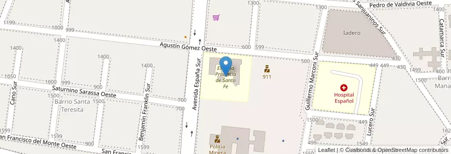 Mapa de ubicacion de Escuela Provincia de Santa Fe en アルゼンチン, サンフアン州, チリ, Capital.