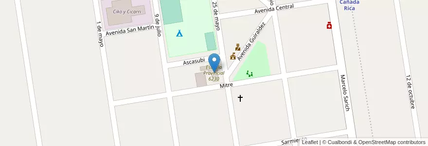 Mapa de ubicacion de Escuela Provincial 6230 en Argentina, Santa Fe, Departamento Constitución, Municipio De Cañada Rica.