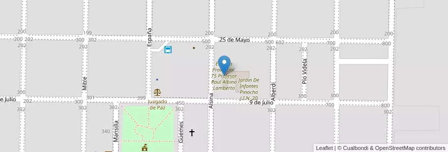 Mapa de ubicacion de Escuela Provincial  75 Profesor Raúl Albino Lamberto en Arjantin, La Pampa, Departamento Rancul, Municipio De Caleufú.