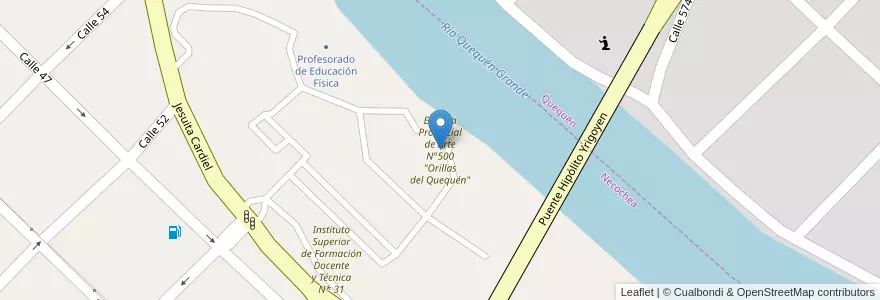 Mapa de ubicacion de Escuela Provincial de Arte N°500 "Orillas del Quequén" en Аргентина, Буэнос-Айрес, Partido De Necochea, Некочеа.