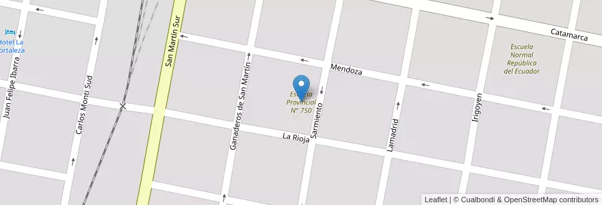 Mapa de ubicacion de Escuela Provincial N° 750 en الأرجنتين, Santiago Del Estero, Departamento Choya, Frías.