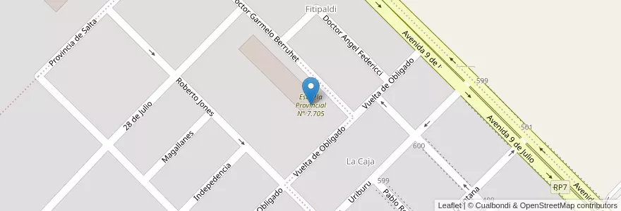 Mapa de ubicacion de Escuela Provincial N° 7.705 en 아르헨티나, Chubut, Departamento Rawson, Rawson.