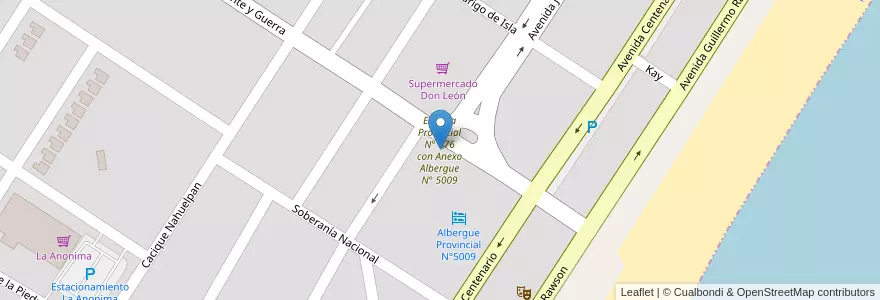 Mapa de ubicacion de Escuela Provincial N° 776 con Anexo Albergue N° 5009 en Аргентина, Чубут, Departamento Rawson, Rawson.