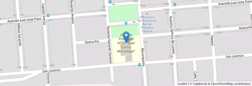 Mapa de ubicacion de Escuela Provincial Nº 23 "Juan Carlos Maradiaga" en Arjantin, Chubut, Departamento Escalante, Comodoro Rivadavia.