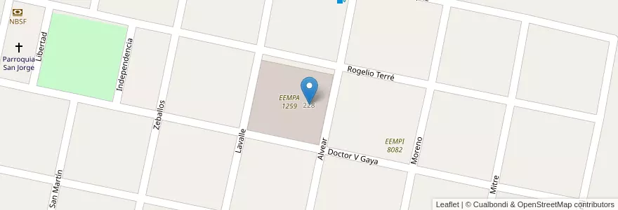 Mapa de ubicacion de Escuela Provincial Nº 6029 'Jose Pedroni' en アルゼンチン, サンタフェ州, Departamento Caseros, Municipio De Berabevú.