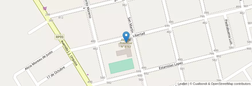 Mapa de ubicacion de Escuela Provincial Nº 6163 en アルゼンチン, サンタフェ州, Departamento General López, Municipio De Hughes, Hughes.