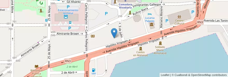 Mapa de ubicacion de Escuela Provincial Tecnica Nº 760 en الأرجنتين, شوبوت, Departamento Escalante, Comodoro Rivadavia.