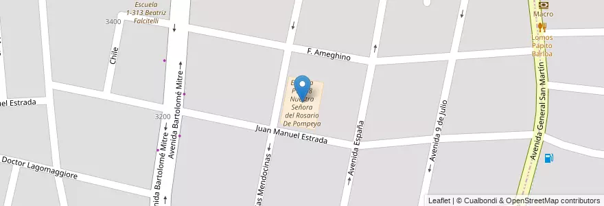 Mapa de ubicacion de Escuela PT-068 Nuestra Señora del Rosario De Pompeya en Argentina, Cile, Mendoza.