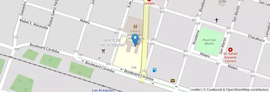 Mapa de ubicacion de Escuela Publica Leonila de las Meredes Lemos en 阿根廷, Córdoba, Departamento Río Cuarto, Pedanía Río Cuarto, Municipio De Las Acequias, Las Acequias.