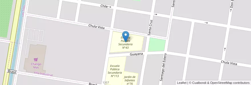 Mapa de ubicacion de Escuela Pública Secundaria N°43 en 阿根廷, 内格罗河省, General Roca, Departamento General Roca, General Roca.