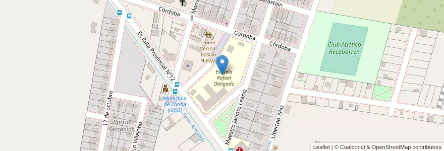 Mapa de ubicacion de Escuela Rafael Obligado en アルゼンチン, サンフアン州, チリ, Zonda.