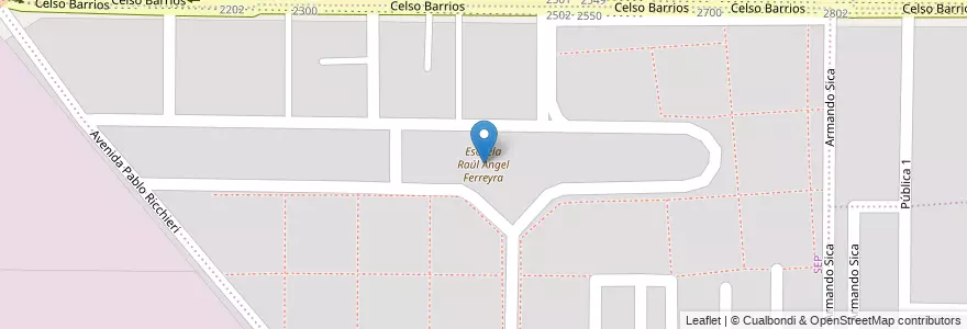 Mapa de ubicacion de Escuela Raúl Ángel Ferreyra en アルゼンチン, コルドバ州, Departamento Capital, Pedanía Capital, Córdoba, Municipio De Córdoba.