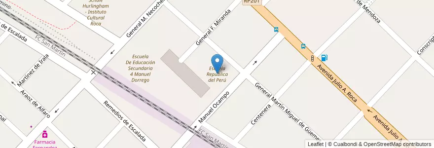 Mapa de ubicacion de Escuela República del Perú en Argentinien, Provinz Buenos Aires, Partido De Hurlingham, Hurlingham.