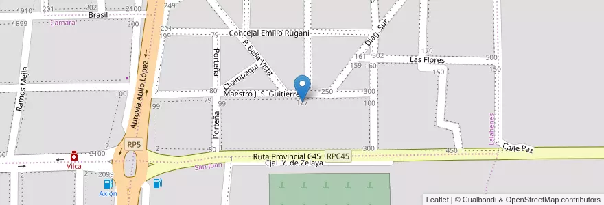 Mapa de ubicacion de Escuela República Italiana en Arjantin, Córdoba, Departamento Santa María, Pedanía Alta Gracia, Municipio De Alta Gracia, Alta Gracia.