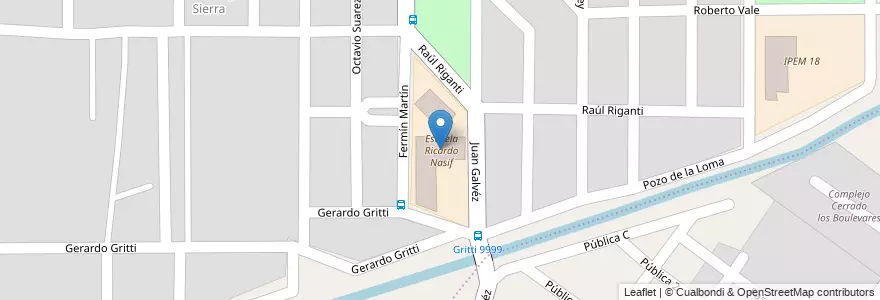 Mapa de ubicacion de Escuela Ricardo Nasif en アルゼンチン, コルドバ州, Departamento Capital, Pedanía Capital, Córdoba, Municipio De Córdoba.