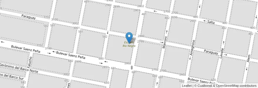 Mapa de ubicacion de Escuela Río Negro en الأرجنتين, Córdoba, Departamento San Justo, Pedanía Juárez Celman, Municipio De San Francisco, San Francisco.