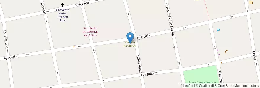 Mapa de ubicacion de Escuela Rivadavia en 아르헨티나, San Luis, Juan Martín De Pueyrredón, Municipio De San Luis, San Luis.