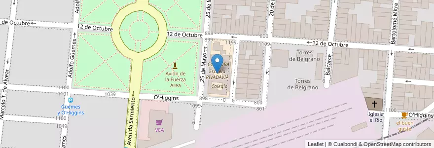 Mapa de ubicacion de Escuela RIVADAVIA en الأرجنتين, Salta, Capital, Municipio De Salta, Salta.