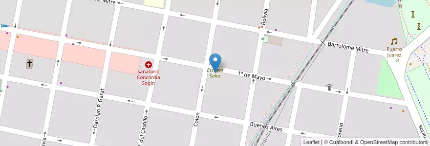 Mapa de ubicacion de Escuela Salta en 阿根廷, 恩特雷里奥斯省, Departamento Concordia, Distrito Suburbios, Concordia, Concordia.