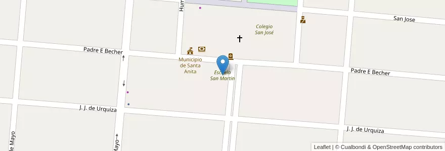 Mapa de ubicacion de Escuela San Martin en 아르헨티나, 엔트레리오스주, Departamento Uruguay, Distrito Genacito.