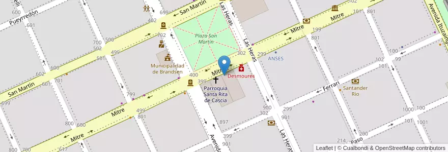 Mapa de ubicacion de Escuela Santa Rita Cacia en Arjantin, Buenos Aires, Brandsen.