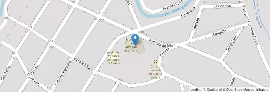 Mapa de ubicacion de Escuela Santiago de Liniers en Argentinien, Provinz Córdoba, Departamento Santa María, Pedanía Alta Gracia, Municipio De Alta Gracia, Alta Gracia.