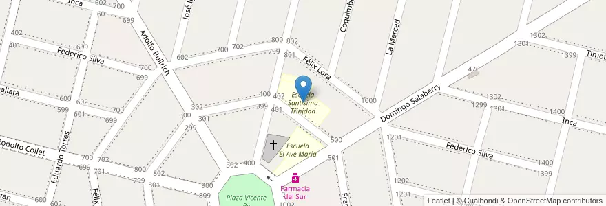 Mapa de ubicacion de Escuela Santísima Trinidad en Argentina, Buenos Aires, Partido De Almirante Brown, Claypole.