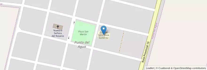 Mapa de ubicacion de Escuela Sara Alicia Gutierrez en Arjantin, Córdoba, Departamento Tercero Arriba, Pedanía Punta Del Agua, Punta Del Agua.