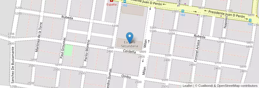 Mapa de ubicacion de Escuela Secundaria en アルゼンチン, コリエンテス州, Departamento Capital, Corrientes, Corrientes.
