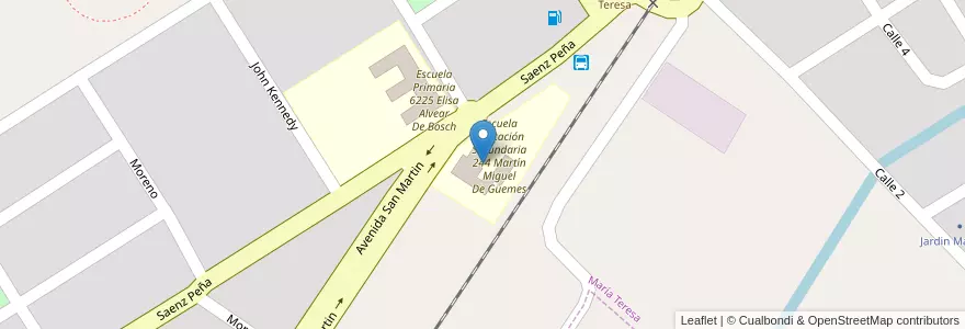 Mapa de ubicacion de Escuela Secundaria 244 en Argentinië, Santa Fe, Departamento General López, Municipio De María Teresa, María Teresa.