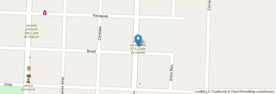 Mapa de ubicacion de escuela secundaria 273 J. Galo De Lavalle en Arjantin, Santa Fe, Departamento General Obligado, Municipio De Villa Ana.