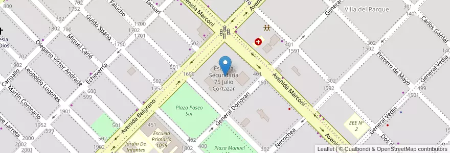 Mapa de ubicacion de Escuela Secundaria 75 Julio Cortazar en Аргентина, Чако, Departamento San Fernando, Ресистенсия, Resistencia.