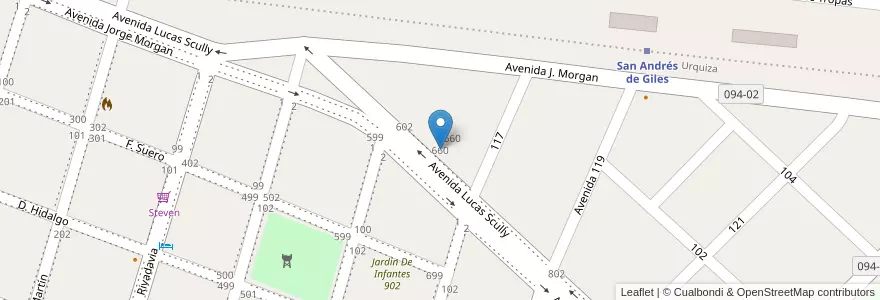 Mapa de ubicacion de Escuela Secundaria 9 en Argentina, Buenos Aires, Partido De San Andrés De Giles.
