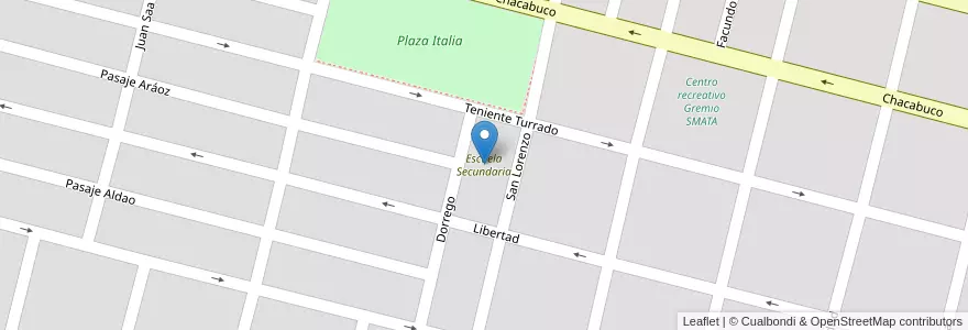 Mapa de ubicacion de Escuela Secundaria en アルゼンチン, サンルイス州, General Pedernera, Villa Mercedes, Municipio De Villa Mercedes.