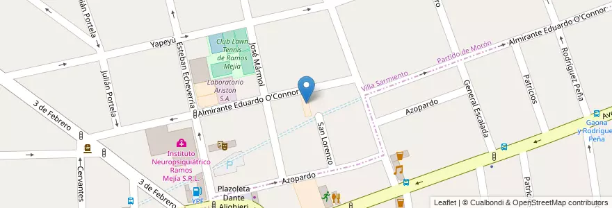 Mapa de ubicacion de Escuela Secundaria Básica N°9 en Arjantin, Buenos Aires, Partido De Morón, Villa Sarmiento.
