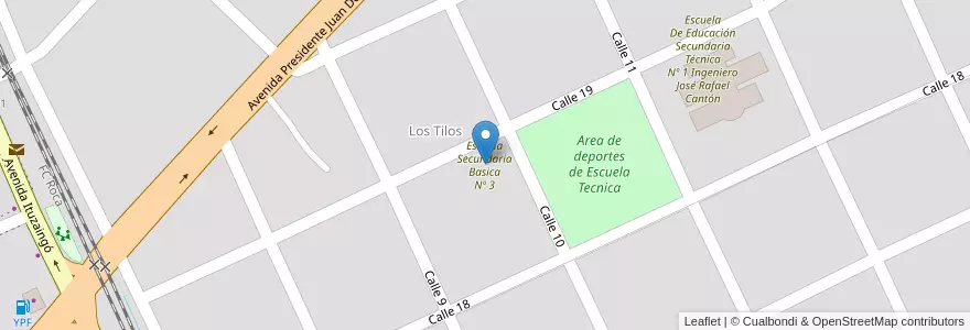 Mapa de ubicacion de Escuela Secundaria Basica Nº 3 en 阿根廷, 布宜诺斯艾利斯省, Brandsen.