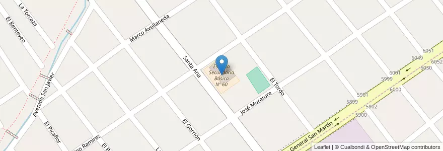 Mapa de ubicacion de Escuela Secundaria Básica Nº 60 en Arjantin, Buenos Aires, Partido De Almirante Brown, Rafael Calzada.