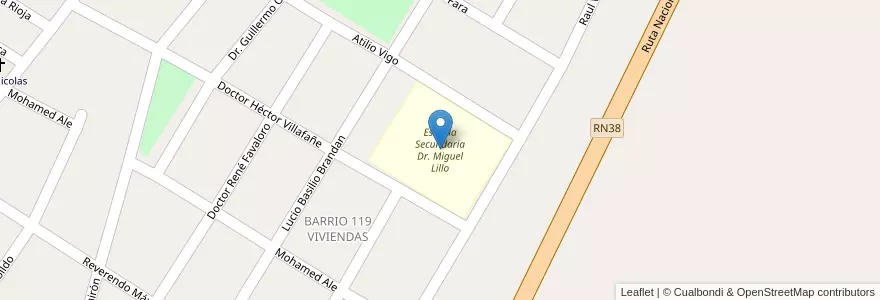 Mapa de ubicacion de Escuela Secundaria Dr. Miguel Lillo en Arjantin, Tucumán, Departamento Monteros, Municipio De Villa Quinteros.