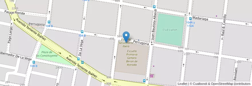Mapa de ubicacion de Escuela Secundaria Ibera en アルゼンチン, コリエンテス州, Departamento Capital, Corrientes, Corrientes.