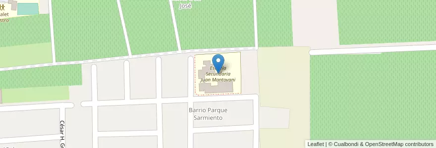 Mapa de ubicacion de Escuela Secundaria Juan Mantovani en アルゼンチン, サンフアン州, チリ, Albardón.
