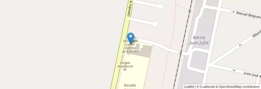 Mapa de ubicacion de Escuela Secundaria Leonor Sánchez de Arancibia en アルゼンチン, サンフアン州, チリ, Caucete.