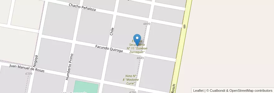 Mapa de ubicacion de Escuela Secundaria N° 11 "Esteban Zorraquín" en アルゼンチン, エントレ・リオス州, Departamento Concordia, Distrito Suburbios, Concordia.
