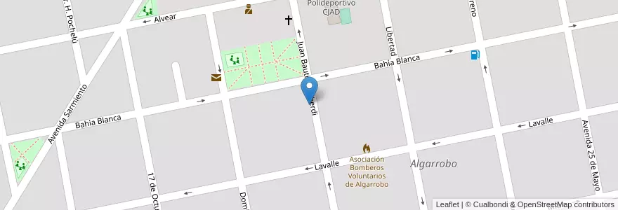 Mapa de ubicacion de Escuela Secundaria N° 4 en Аргентина, Буэнос-Айрес, Partido De Villarino, Algarrobo.