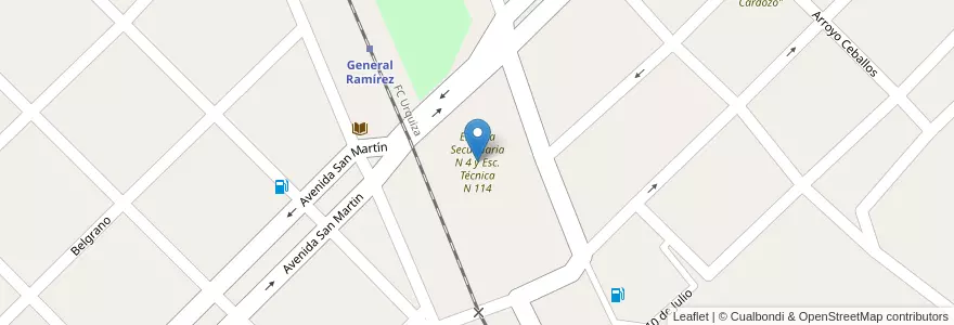 Mapa de ubicacion de Escuela Secundaria N 4 y Esc. Técnica N 114 en الأرجنتين, إنتري ريوس, Departamento Diamante, Distrito Isletas, General Ramírez.