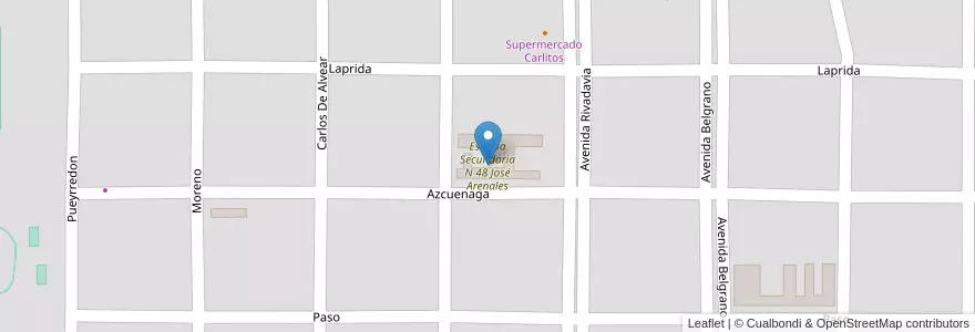 Mapa de ubicacion de Escuela Secundaria N 48 José Arenales en Argentinien, Chaco, Departamento Sargento Cabral, Municipio De Las Garcitas, Las Garcitas.
