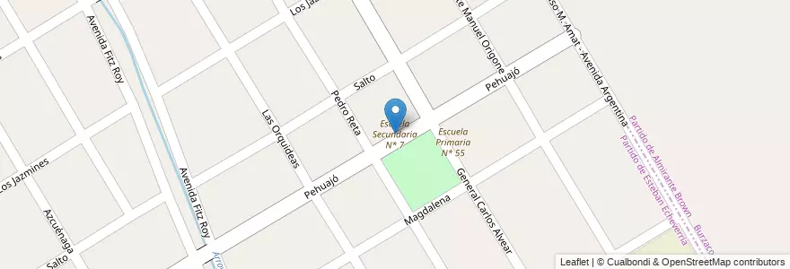 Mapa de ubicacion de Escuela Secundaria N* 7 en Arjantin, Buenos Aires, Partido De Esteban Echeverría, Monte Grande.