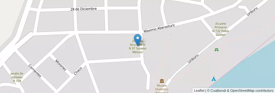 Mapa de ubicacion de Escuela Secundaria N 91 Susana Melussi en 아르헨티나, Chaco, Departamento Bermejo, Municipio De Isla Del Cerrito, Isla Del Cerrito.